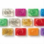 Melt and pour soap making kit with transparent soap base, colors, fragrances, botanicals and silicone mold
