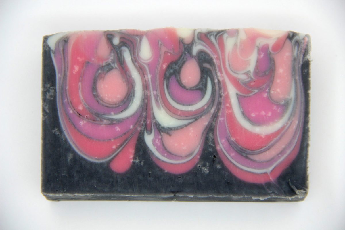 Close-up of moisture droplets known as glycerin dew on a melt and pour soap bar