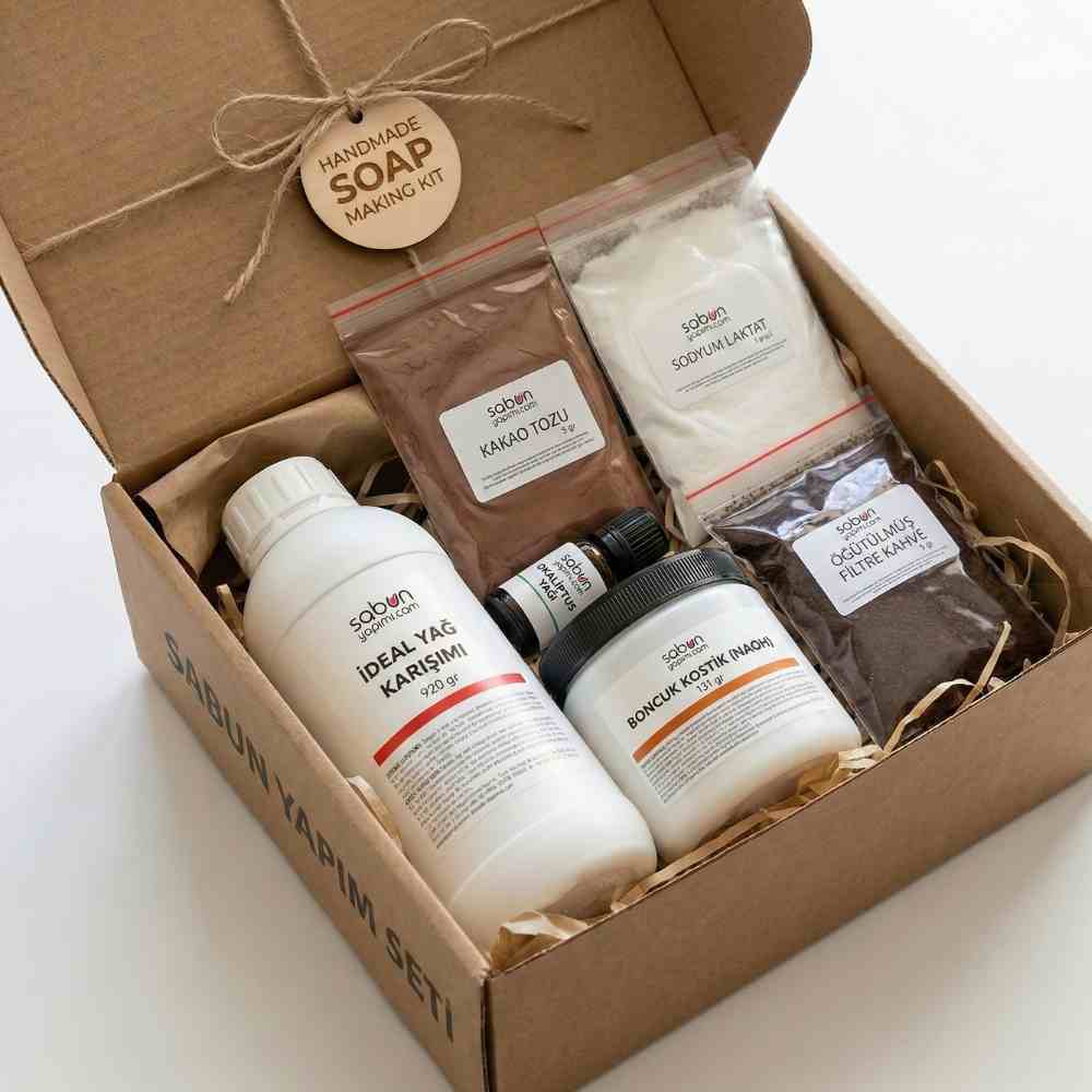Coffee & Eucalyptus Cold Process Soap Making Kit Coffee and eucalyptus cold process soap making kit with ground coffee, cocoa and activated charcoal