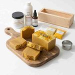 Turmeric soap making kit with vegetable oils, turmeric powder, yellow clay and essential oils